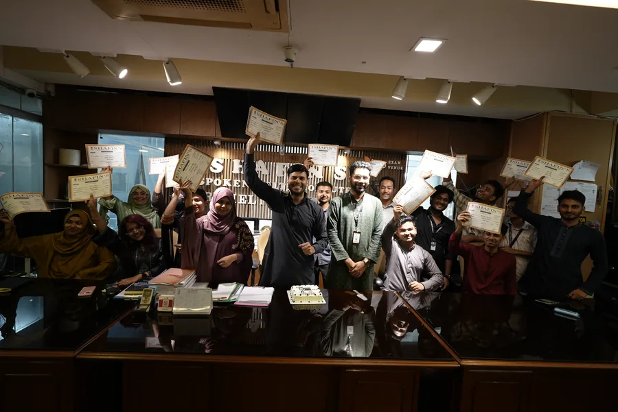 Students collecting their certificates at the centre