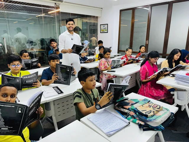 A junior batch working through a lesson